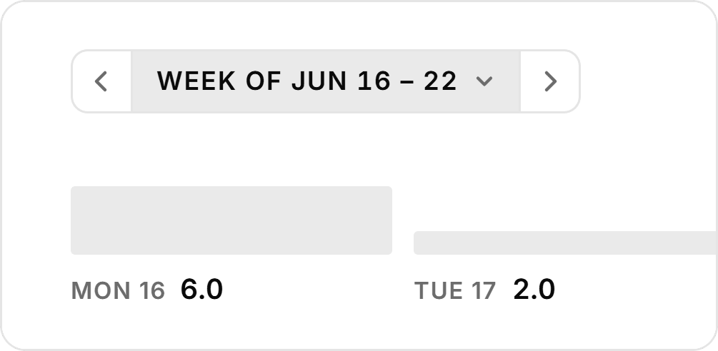 A client’s timesheet for the week of 16–22 June: the hours logged each day, then each entry with its date, who logged it and the task.